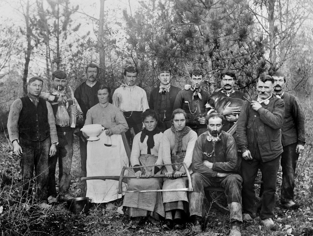 Logging Camp with Their Family by French Photographer