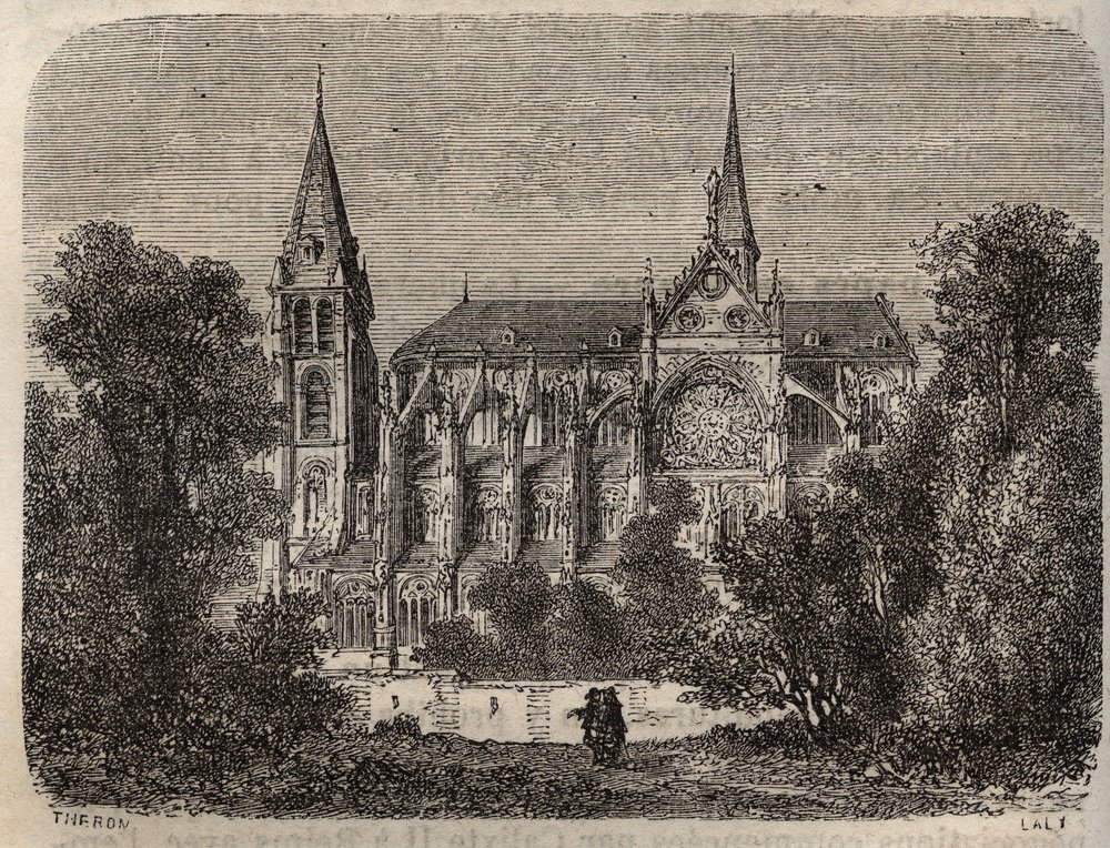 Abbey Saint-Victor of Paris, founded in the 12th century - engraving in ...