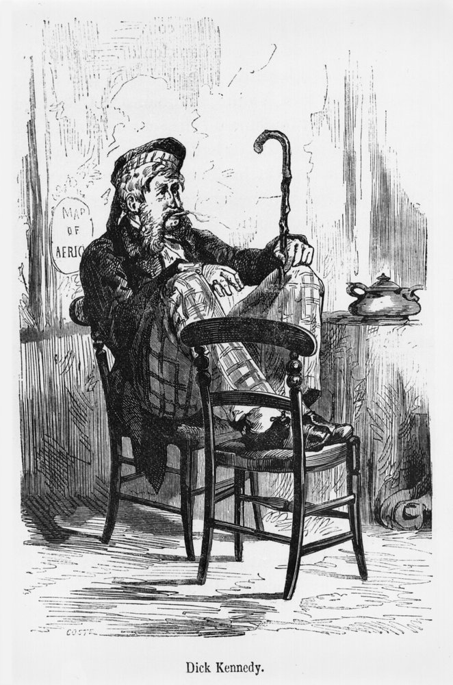 Dick Kennedy, illustration from Five Weeks in a Balloon by Jules Verne, Paris, Hetzel by French School