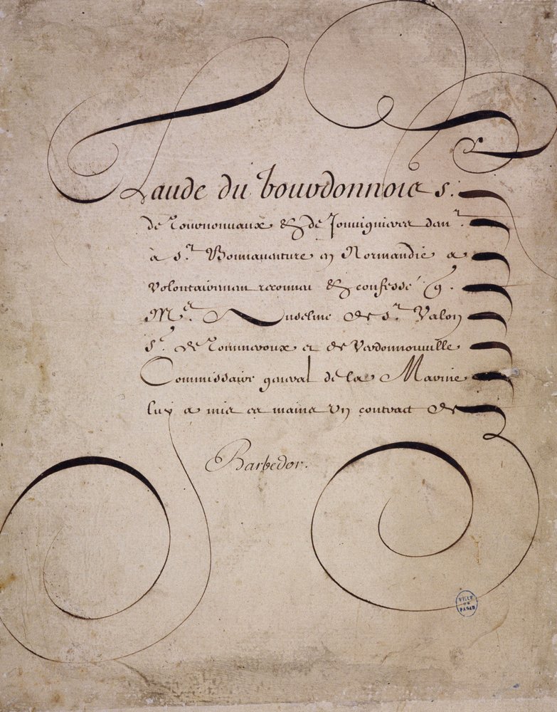 French calligraphy: Letter from the chamber of accounts by Louis ...