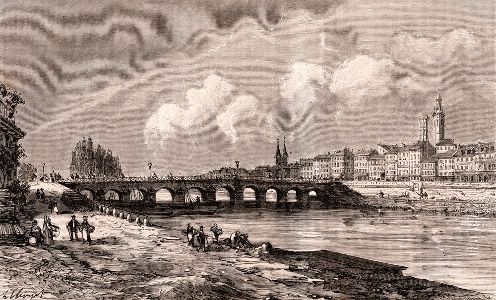 Macon - Bourgogne-Franche-Comte - engraving in La France illustree: geography, history, statistical administration by V.A. Malt-Brown. 1884 by French School