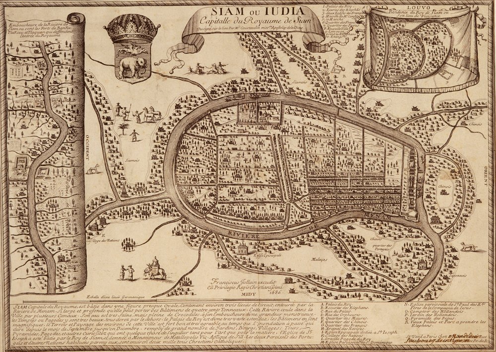 Map of Ayutthaya, 1686 by French School
