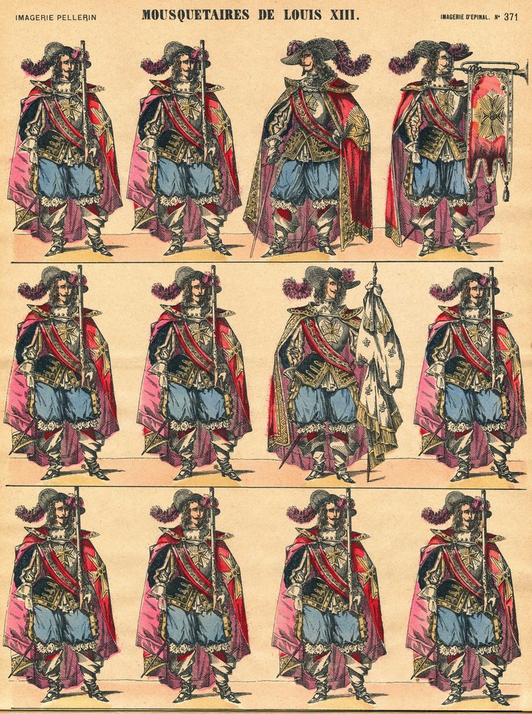 Musketeers of Louis XIII, Descriptive Plate. Imaging of Epinal by French School