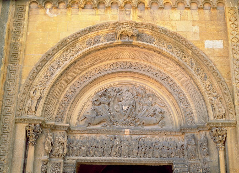 Tympanum of the Porch Depicting Christ in Majesty with the Symbols of ...
