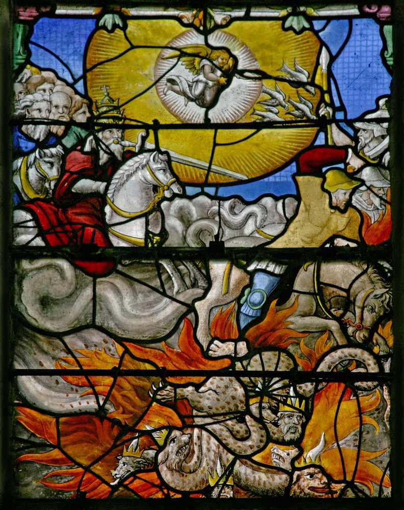 Window w5 depicting a scene from the Book of Revelation: the white horse True by French School