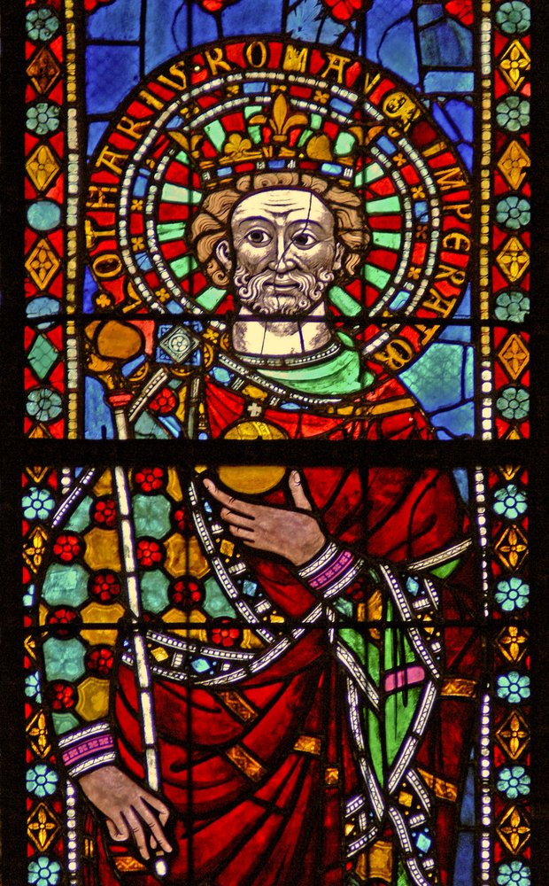 Window depicting Emperor Lotharius by French School