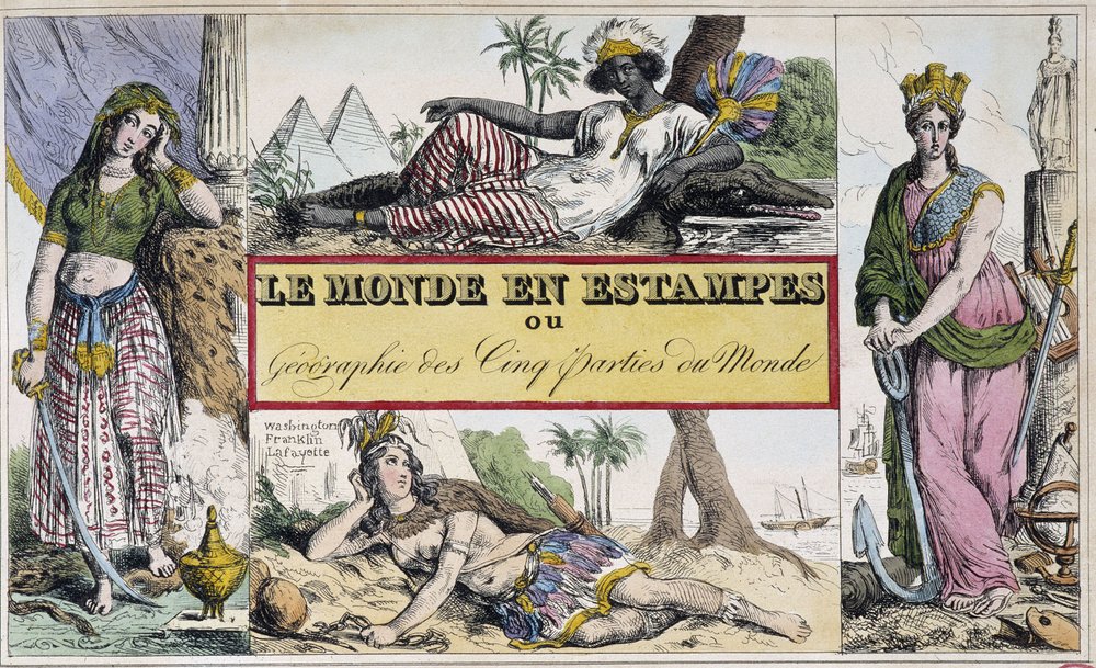 Women Representing 4 Continents: Africa, Europe, America and Asia - Frontispiece of 