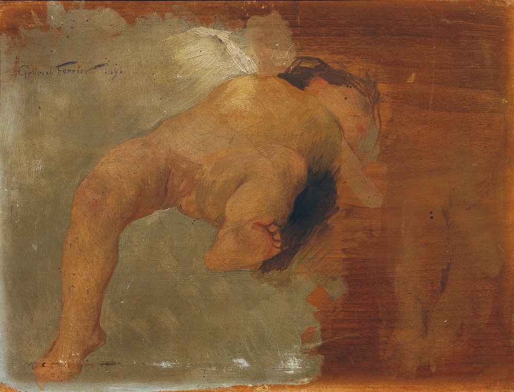 Reclining Putto by Gabriel Ferrier