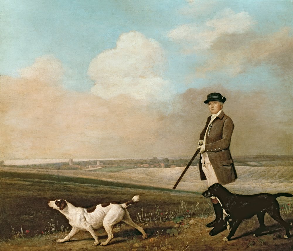 Sir John Nelthorpe, 6th Baronet, out shooting with his dogs in Barton Field, Lincolnshire, 1776. by George Stubbs