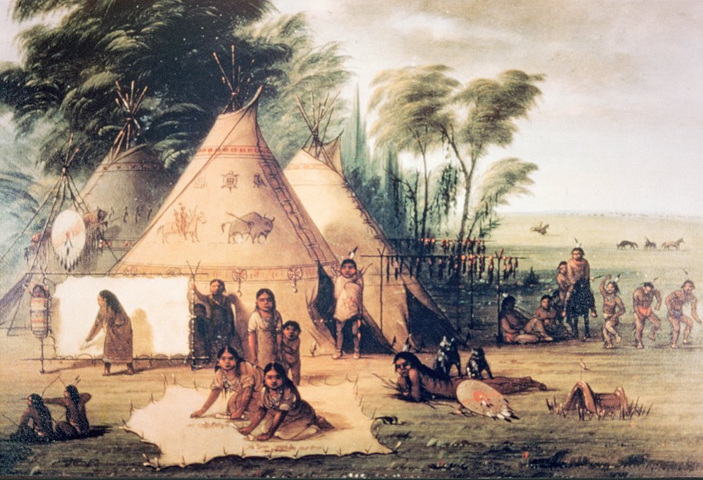 Village of the North American Sioux Tribe by George Catlin