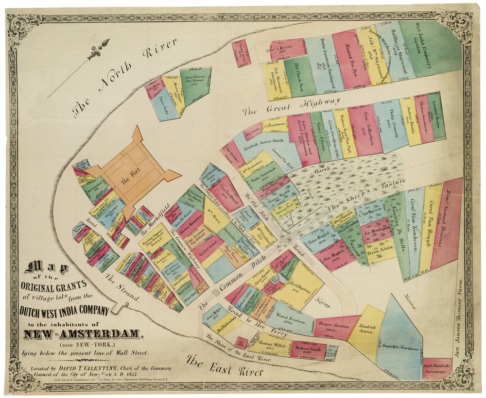 Map of the Original Grants of Village Lots from the Dutch West India Company to the Inhabitants of New-Amsterdam (now New-York) by George Hayward