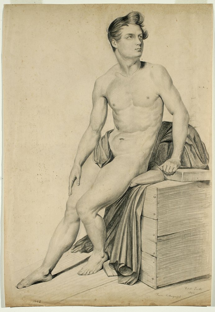 Untitled - Male Nude Copied from a Lithograph by George Henry Hall