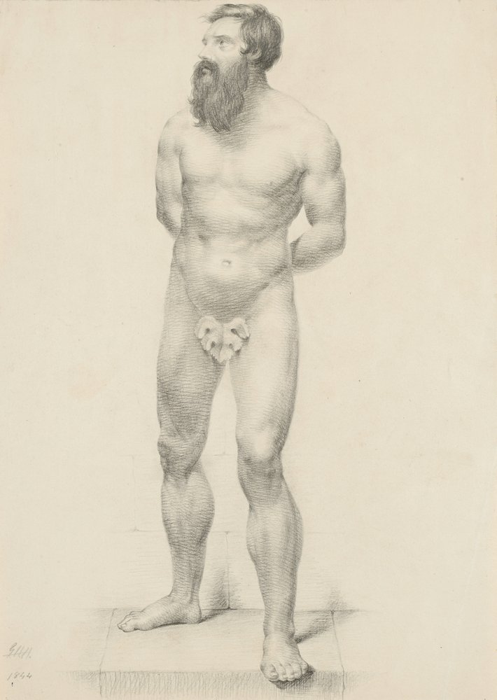 Untitled - Standing Male Nude with Fig Leaf by George Henry Hall