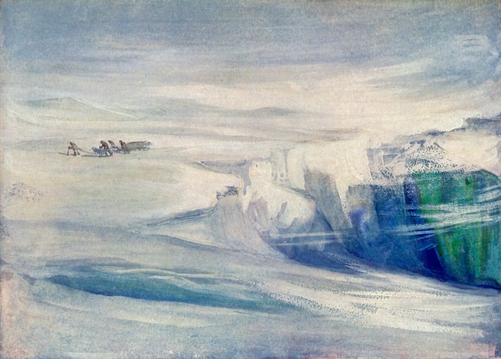 The Depot Party Amongst Crevasses, c1908 by George Marston