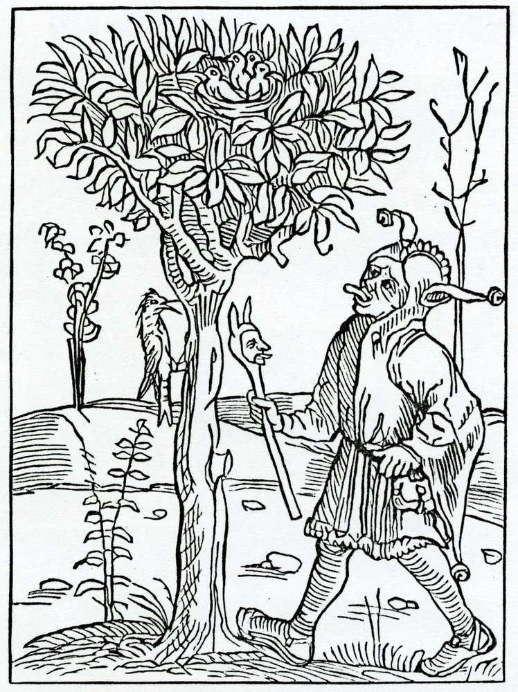 Of to moche spekynge or bablynge, illustration from Alexander Barclay's ...