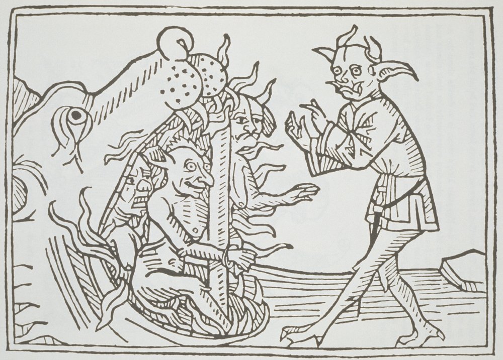 The Devil Belial before the Gates of Hell, from Das Buch Belial, published in Augsburg by German School