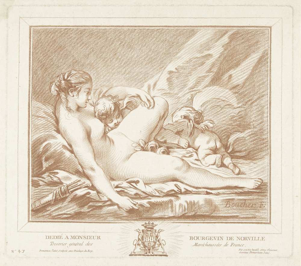 Reclining Venus with Amor and Anteros by Gilles Demarteau
