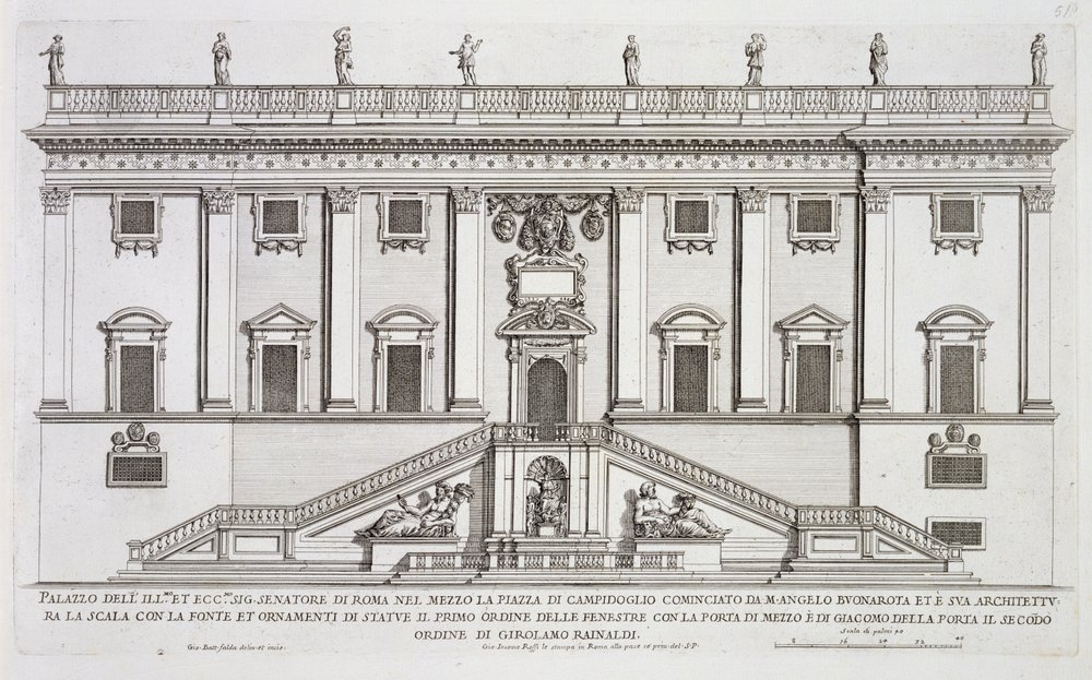 View of the Facade of Palazzo Senatorio in Piazza del Campidoglio, Rome ...