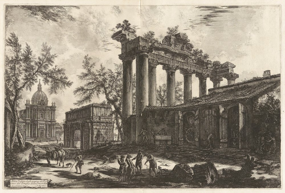 Another View of the Remains of the Pronaos of the Temple of Concord, from Views of Rome by Giovanni-Battista Piranesi