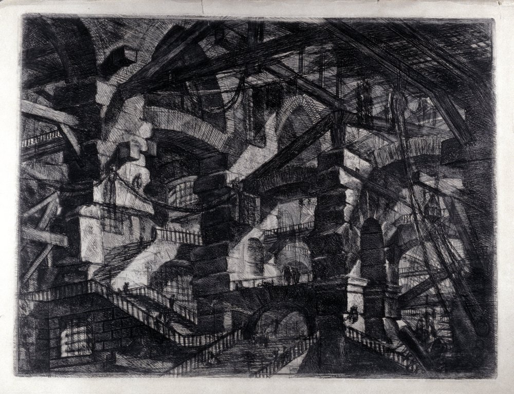 'Carceri d'invenzione' Internal view of an imaginary prison. Drawing by ...