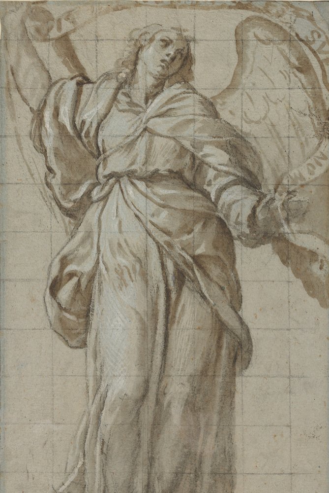 Standing Angel Holding a Scroll