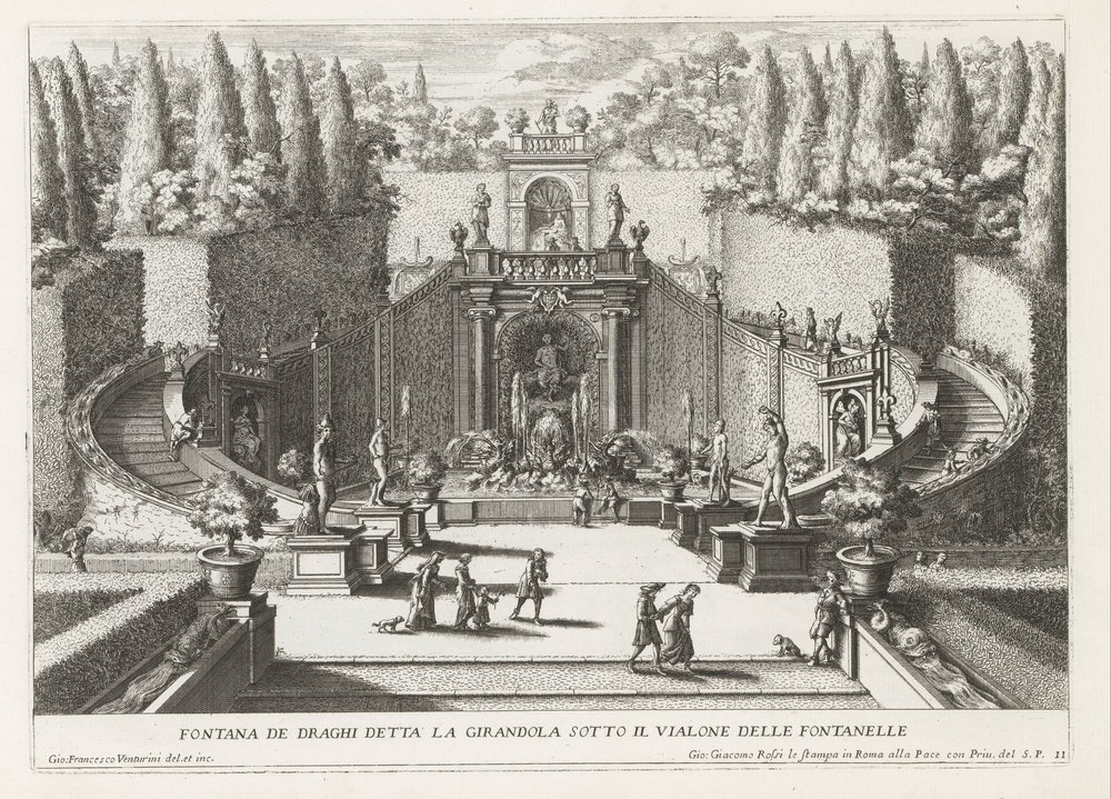 Fountain of Dragons in the Gardens of Villa d
