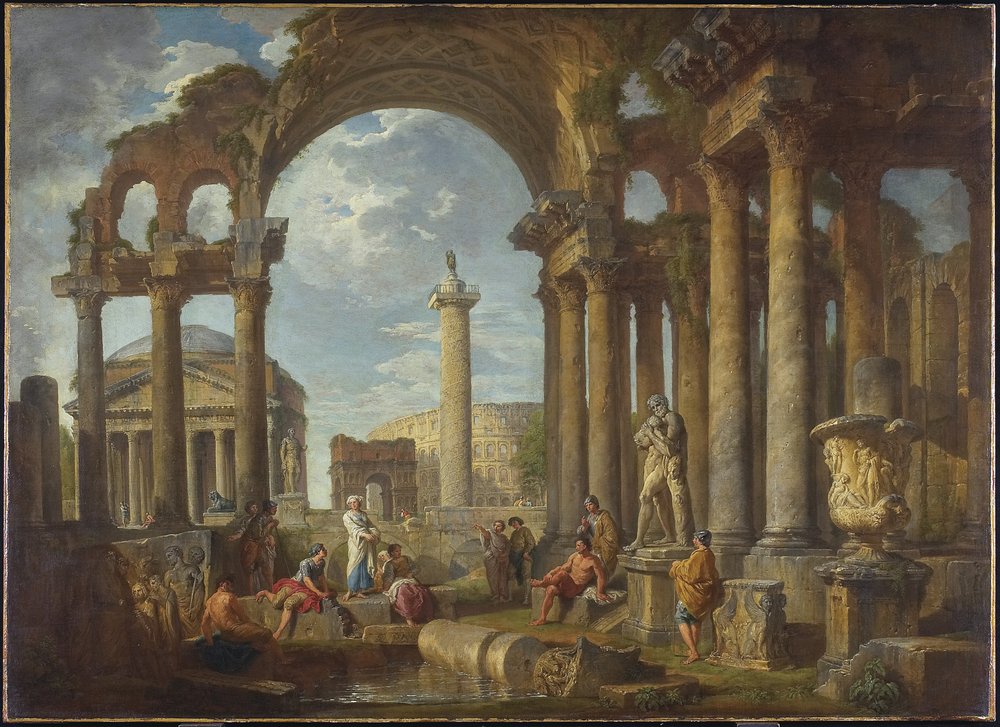 A Capriccio of Roman Ruins with the Pantheon, c. 1755