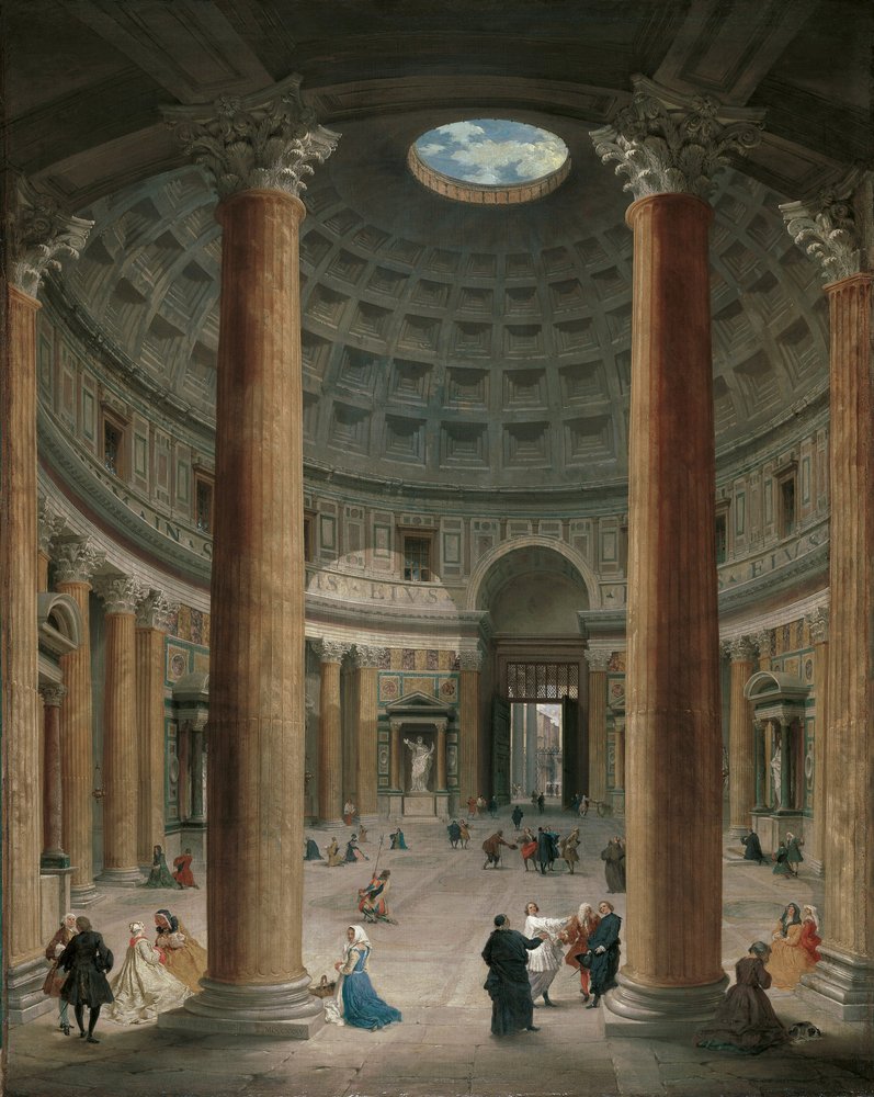 Interior of the Pantheon, Rome, by Giovanni Paolo Pannini (1691-1765) by Giovanni Paolo Pannini