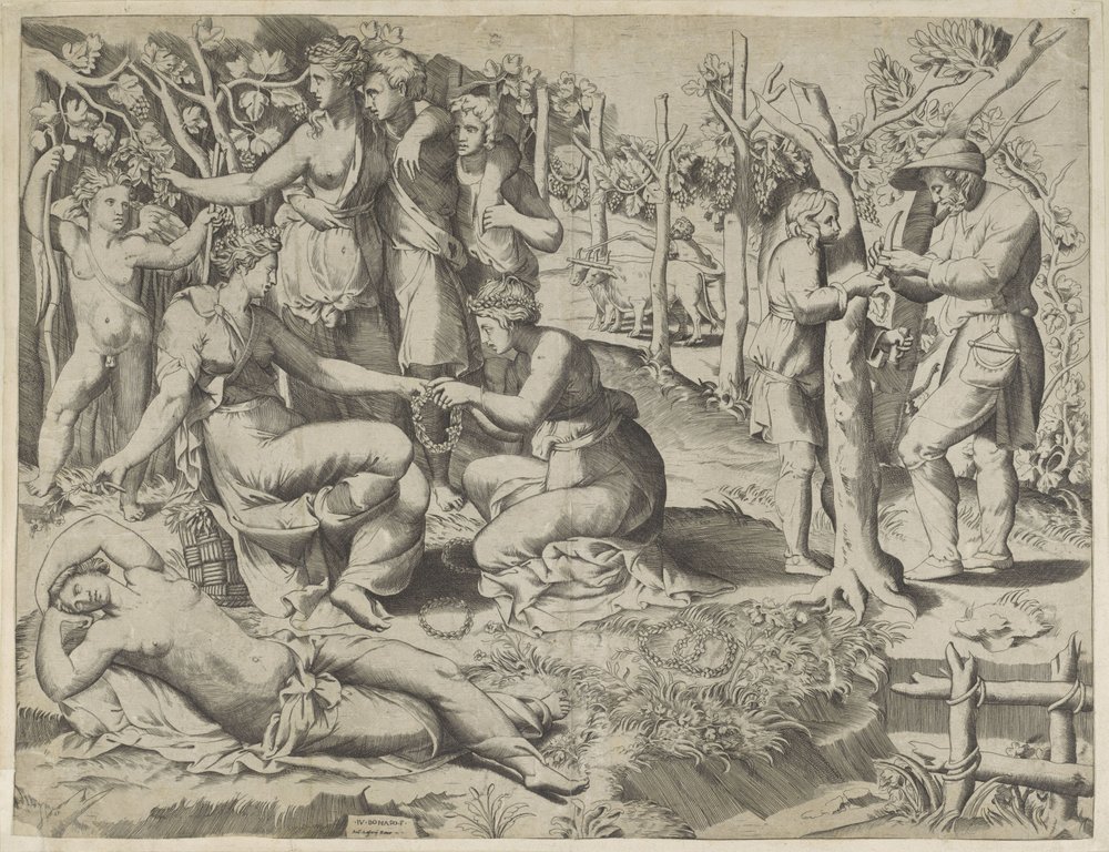 Flora gives a wreath by Giulio Bonasone