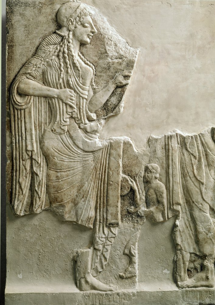 Greek antiquity: 'a family making a sacrifice to the goddess Athena'