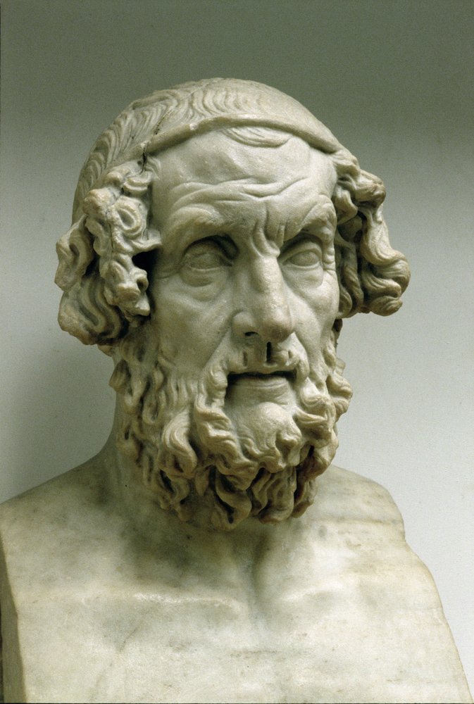 Portrait Bust of Homer by Greek: Premium art reproduction