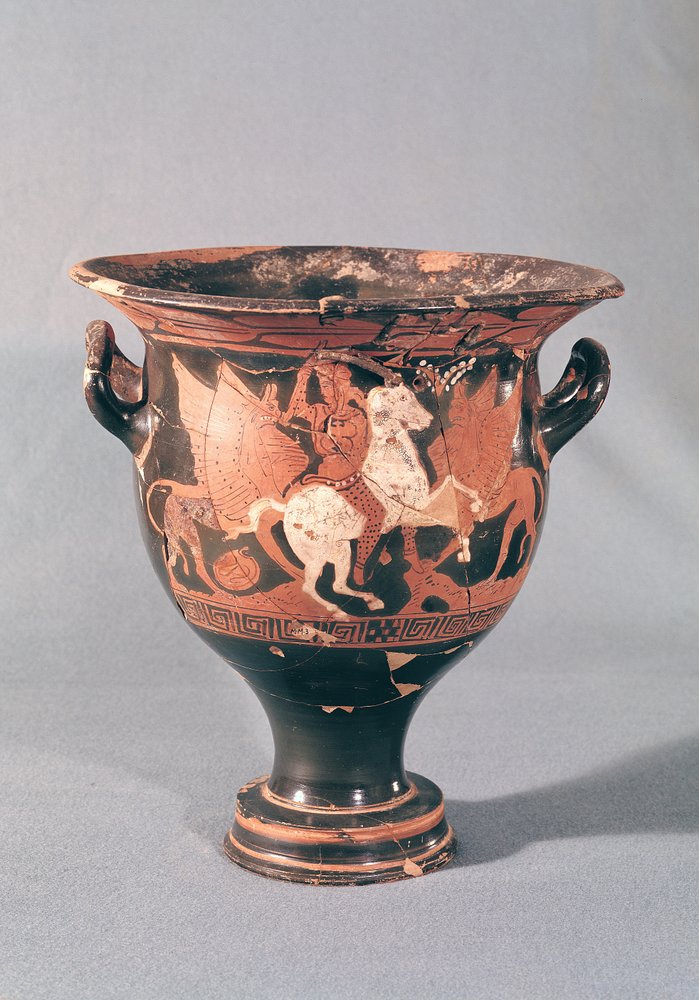 Red-figure krater depicting amazons and griffins by Greek School