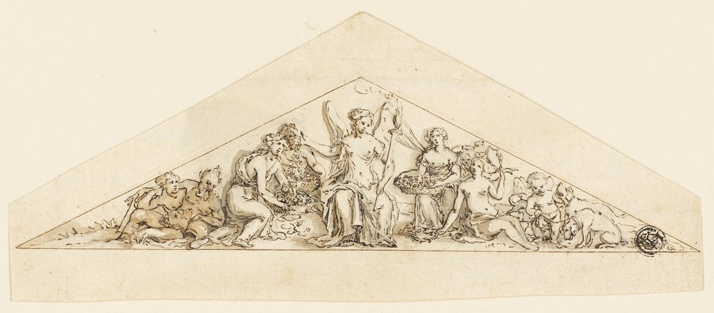 Pedimental Design for a Wren Building by Grinling Gibbons