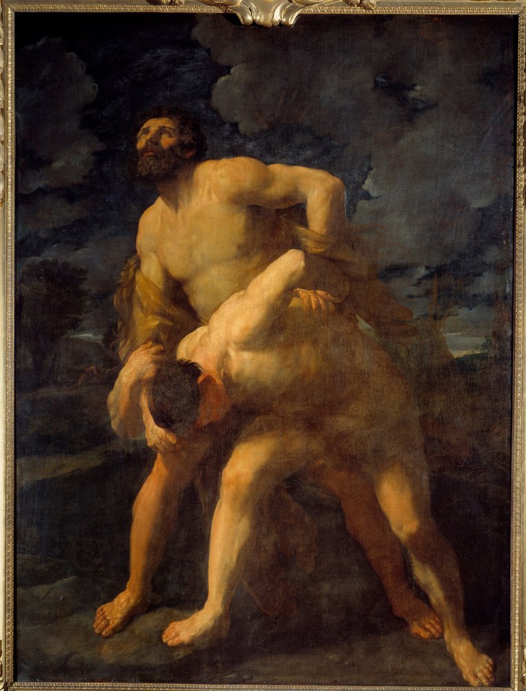 Hercules struggling with Achelous. Painting by Guido Reni by Guido Reni