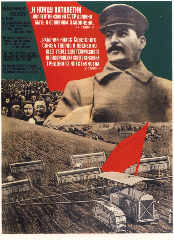 By the end of the five-year plan, collectivization should be finished. Poster, 1932 by Gustav Klutsis