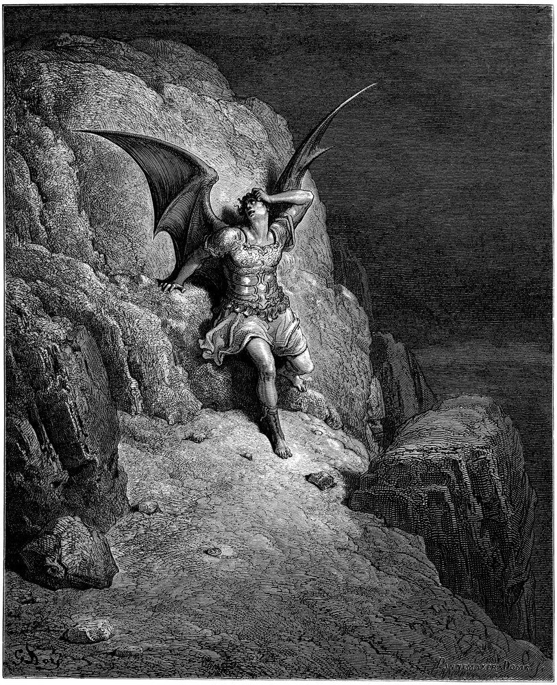 The Fall of the Angel Lucifer. Illustration by Gustave Dore