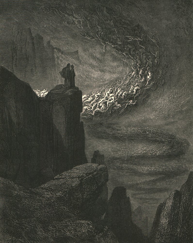 The Stormy Blast of Hell with Restless Fury Drives the Spirits On, c. 1890 by Gustave Dore