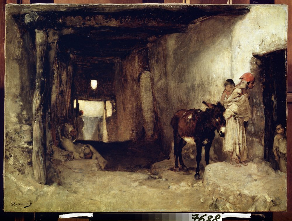 Orientalism: “A House in the Sahara”. A woman and her child accompanied ...