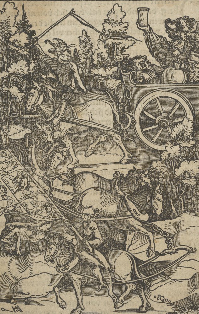 The Drunken Man on a Chariot on his Way to Hell by Hans Schäufelein the Elder