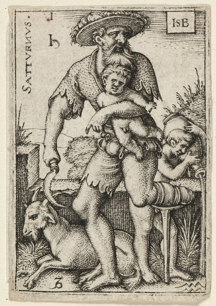 Saturn, plate one from The Seven Planets with the Zodiacs by Hans Sebald Beham