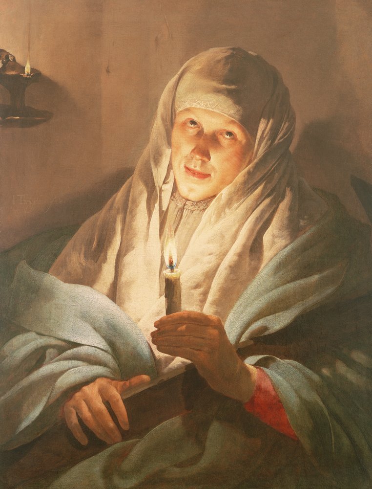 A Woman with a Candle and Cross by Hendrick ter Brugghen
