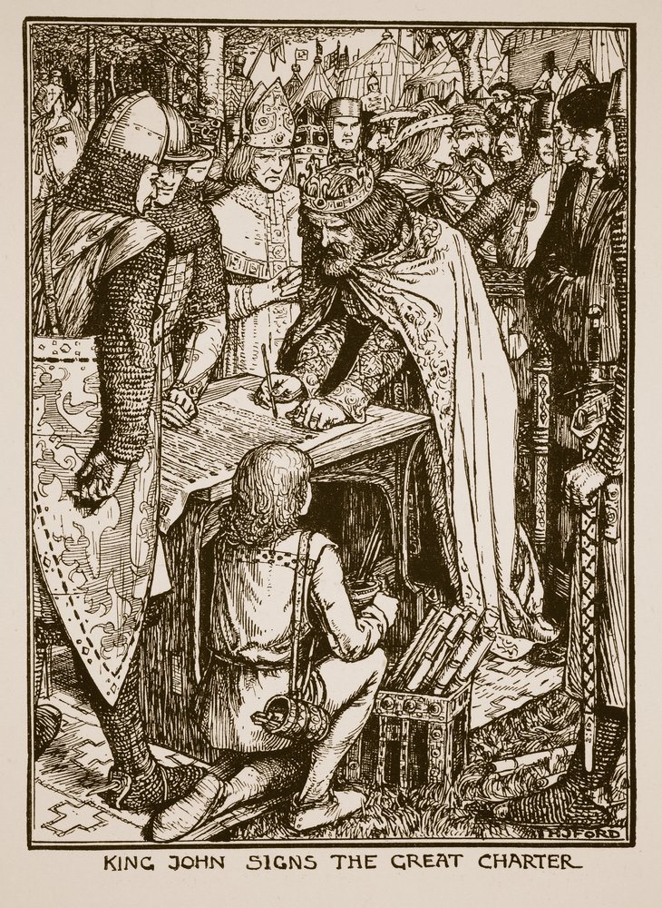 King John sings the Great Charter, illustration from 'A History of ...