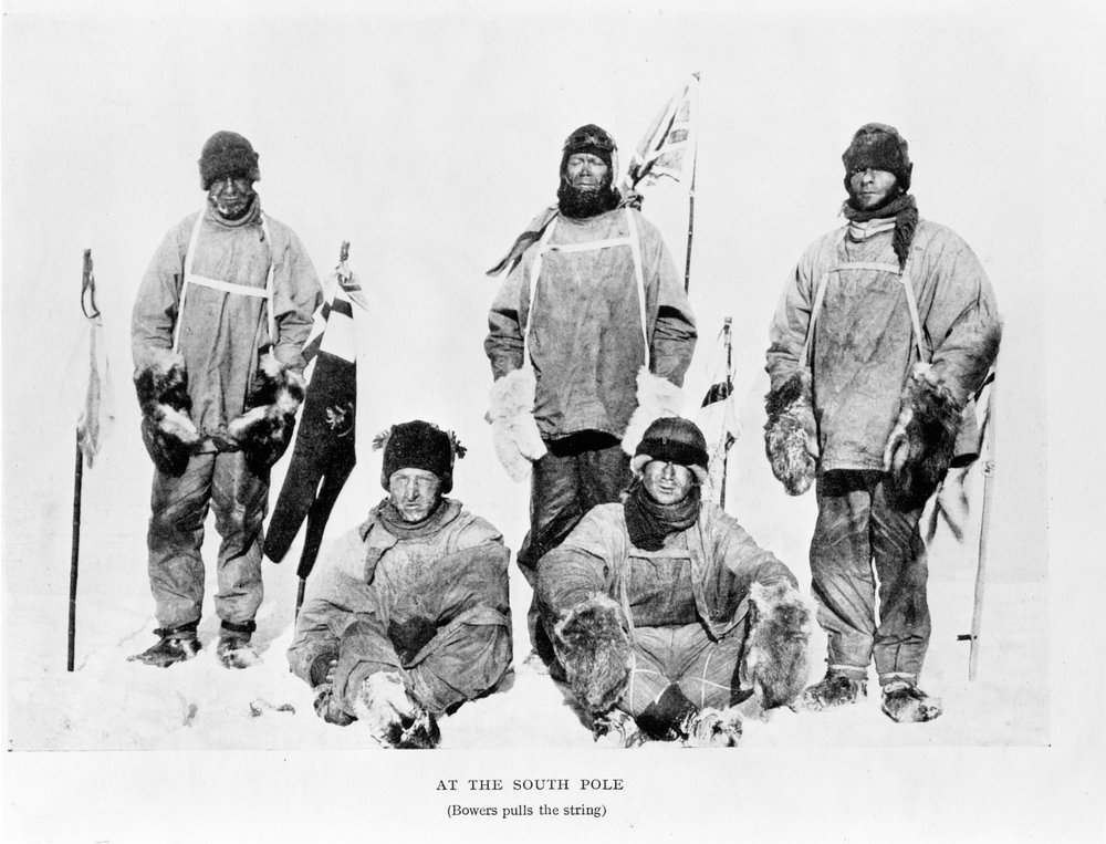 Scott, Wilson, Oates, Bowers and Evans at the South Pole by Herbert Ponting