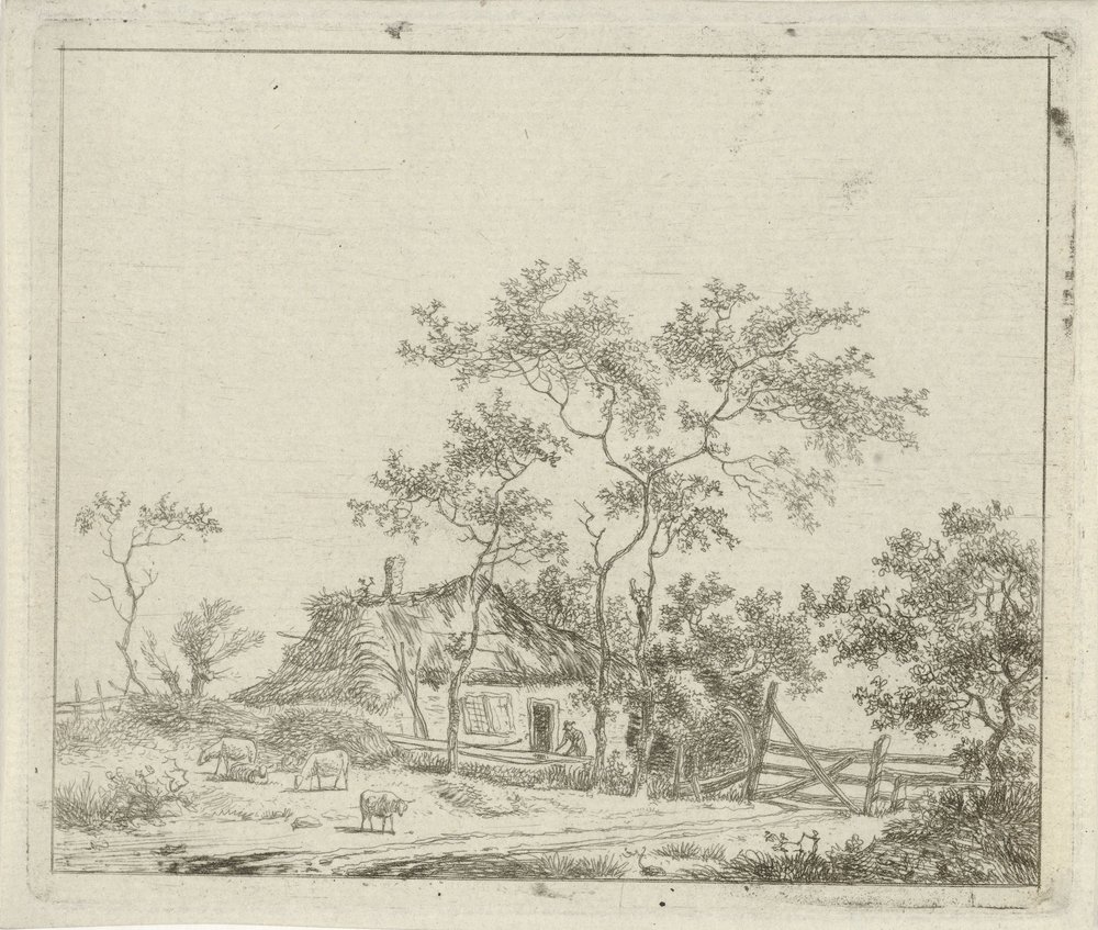 Farm with Four Sheep by Hermanus Fock: Buy fine art print