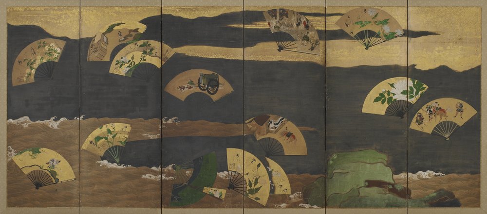 Fans and Clouds over Rocks and Water, Edo Period