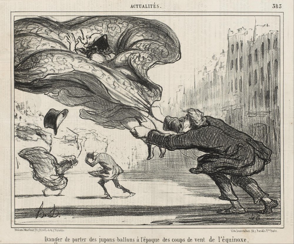 The Danger of Wearing Hoop-Skirts by Honoré Daumier