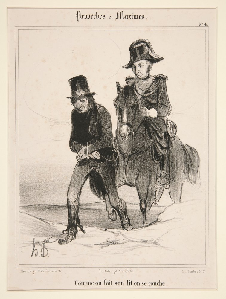 As you make your bed, so you must lie in it, plate 4 from Proverbs and Maxims by Honoré Daumier