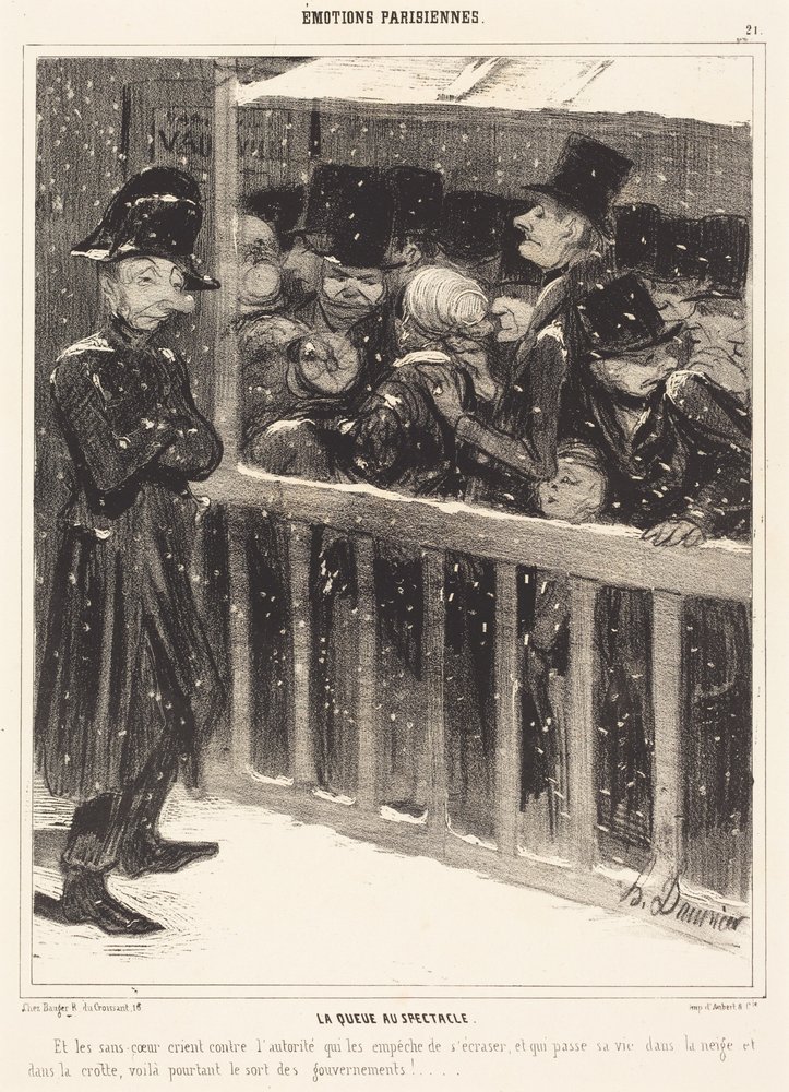 The Queue at the Show by Honoré Daumier