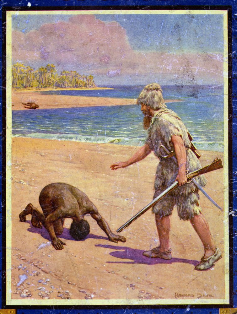 Crusoe and Man Friday, illustration for 'Robinson Crusoe' by