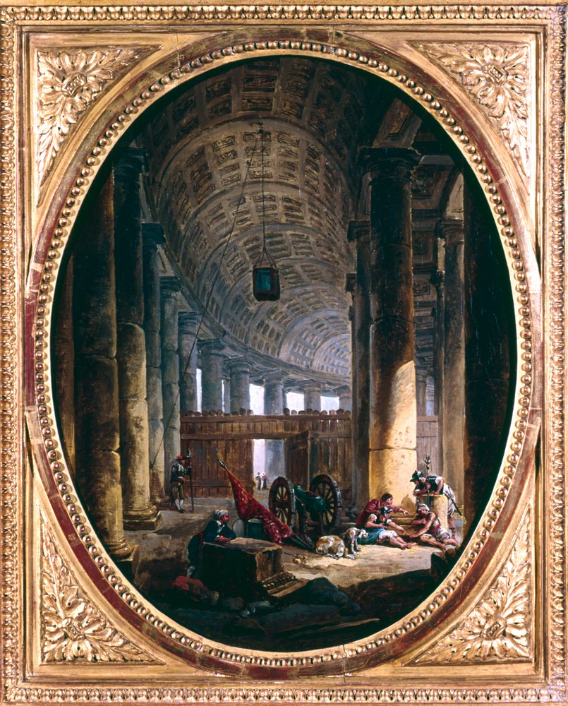Interior of the Colonnade of St Peter's, Rome, at the Time of the Conclave of 1769 by Hubert Robert